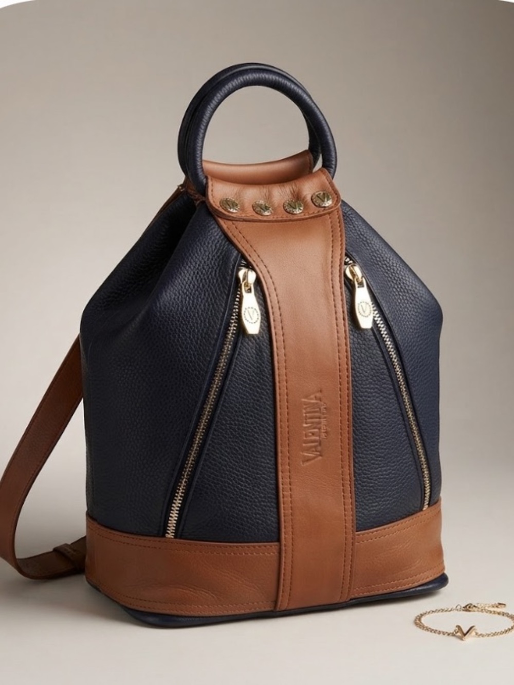 Valentina Sling Backpack Italian Leather Convertible Bucket Bag Purse